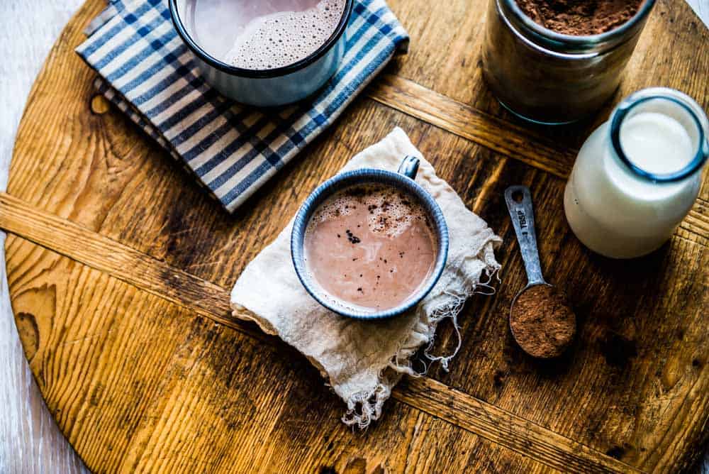 vegan hot chocolate made with creamy plant milk