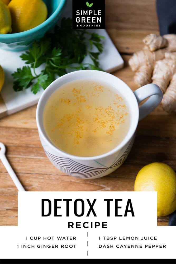 Detox tea recipe with lemon and ginger.