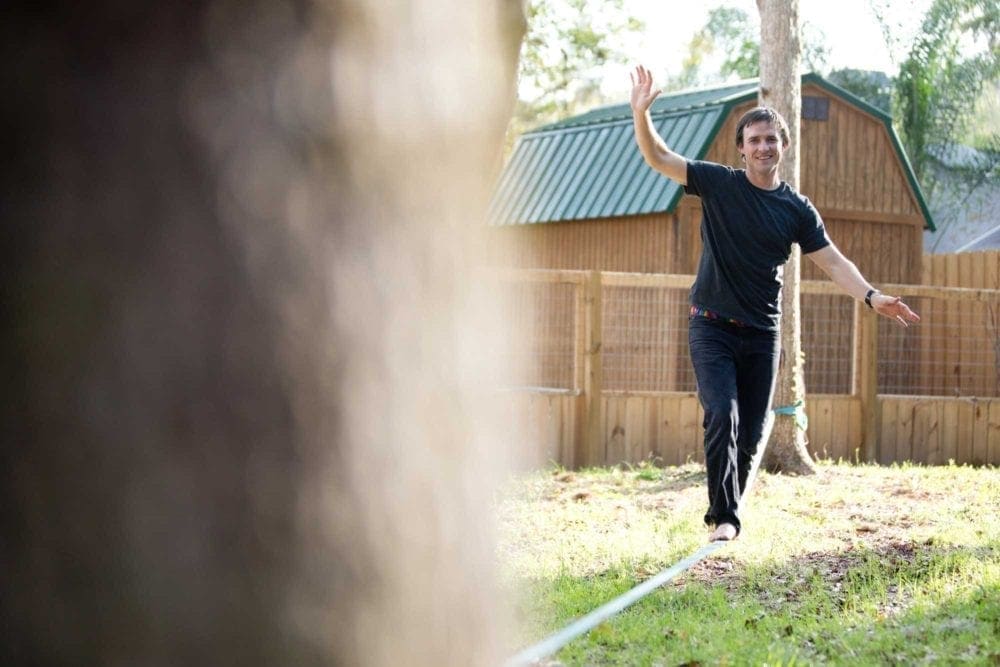 DIY slack line for your yard