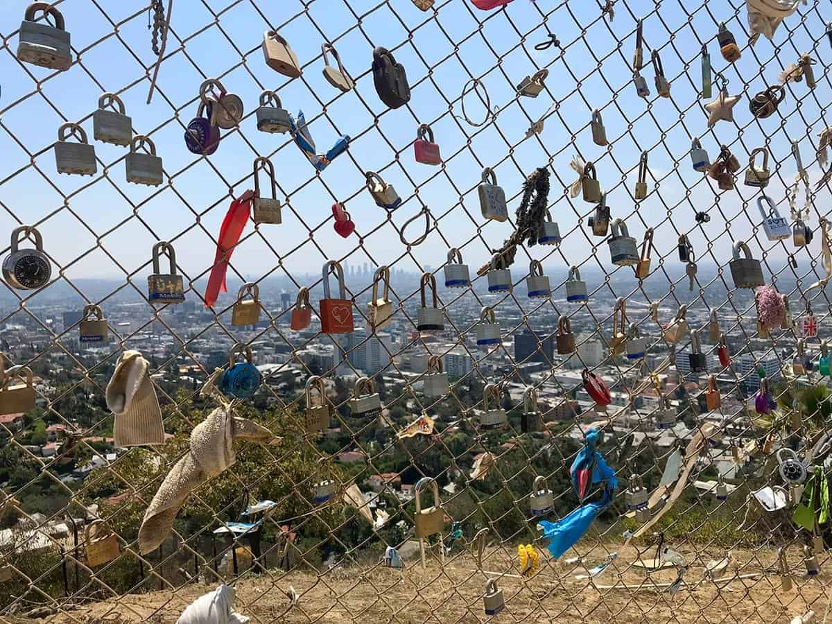 Love locks at Runyon Canyon in California