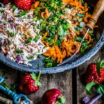 sweet potato noodles with almond butter and slaw, gluten free noodles