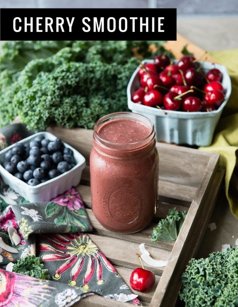 Cherry Smoothie | SimpleGreenSmoothies.com #vegan #plantbased #greensmoothie #cherrysmoothie