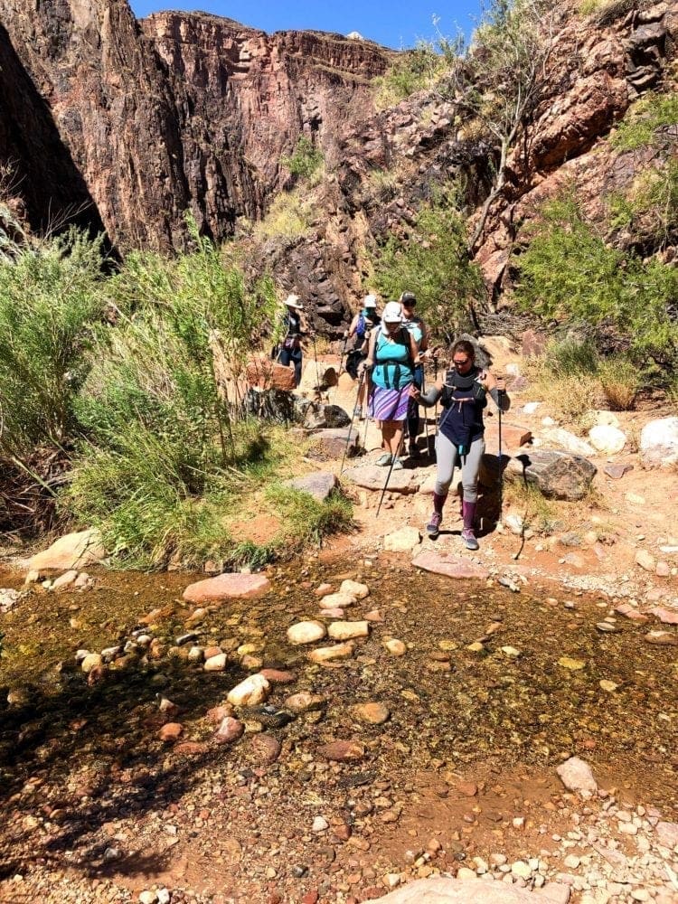 Crossing a creek along the trail.