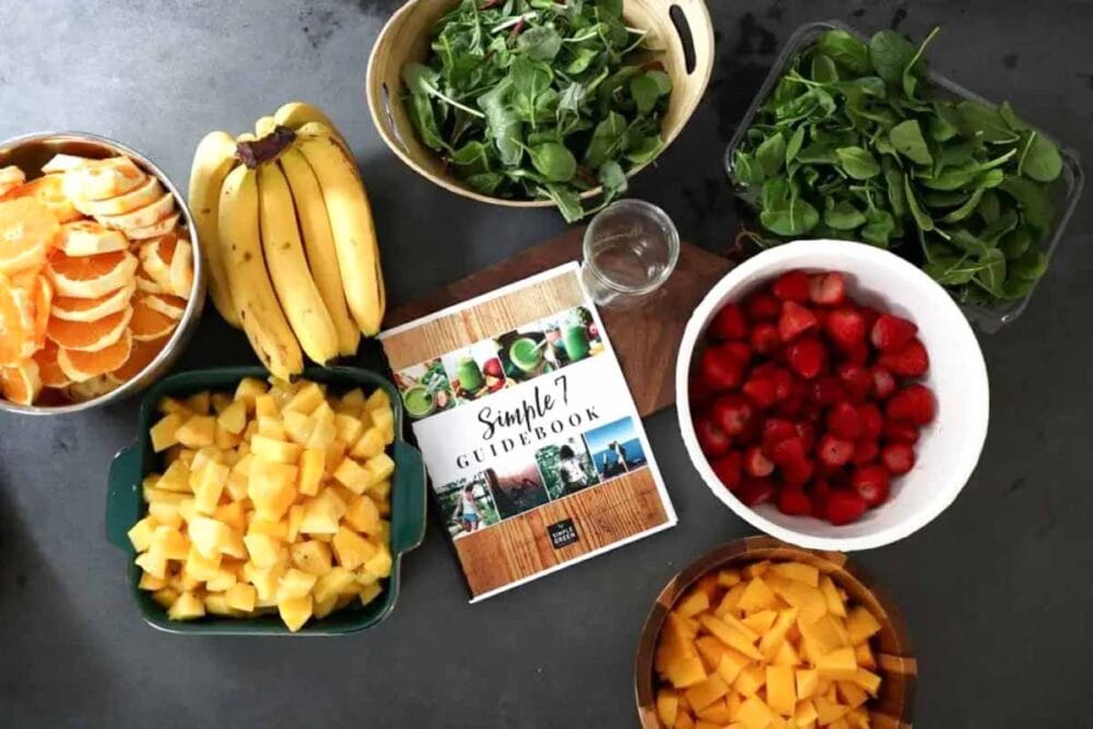 Ingredients for homemade frozen smoothie packs