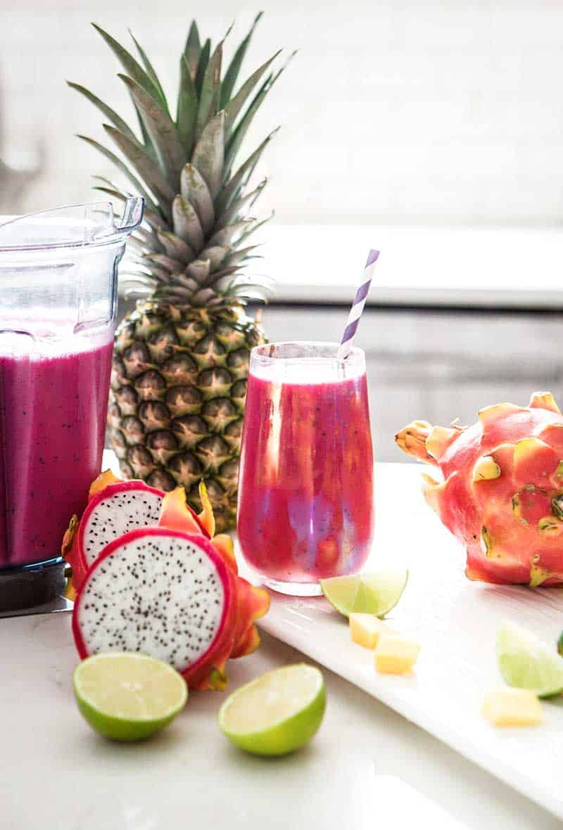 Dragon Fruit Smoothie recipe with lime and mango