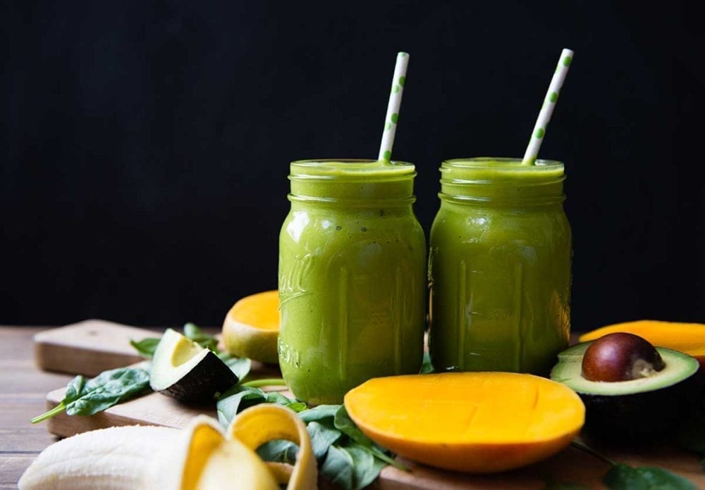 Creamy avocado banana green smoothie