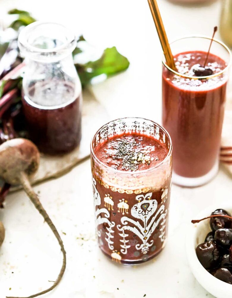 fresh beets blended into a drink