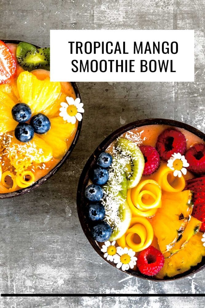 Tropical smoothie bowl bursting with flavors.