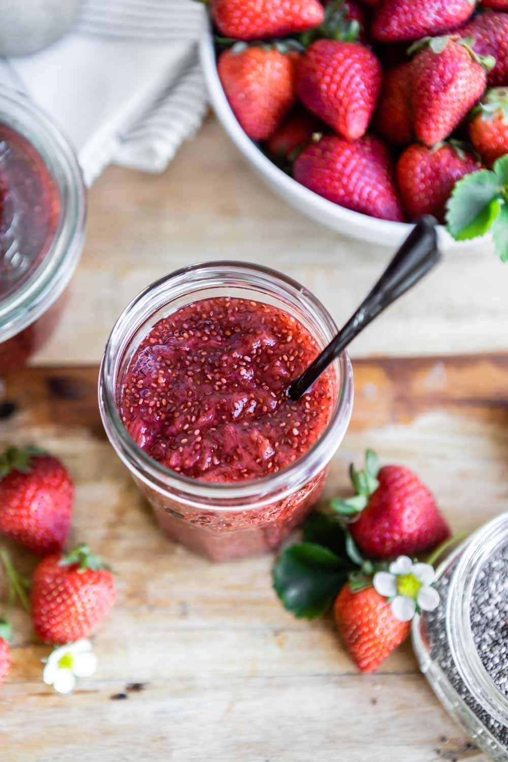 Homemade chia jelly to use in breakfast bar recipe