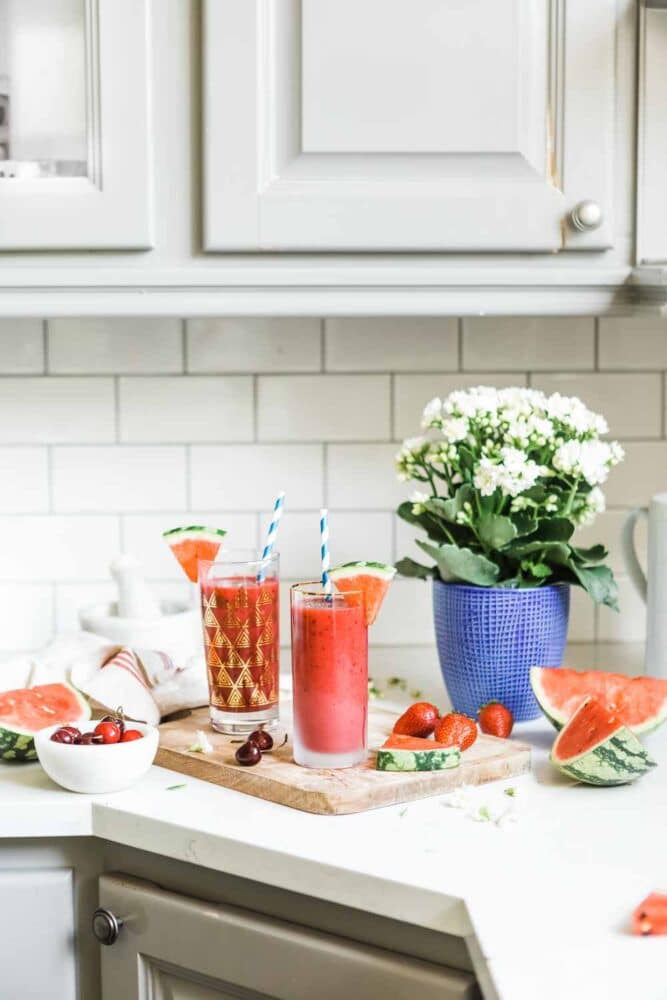 watermelon smoothie recipe in a kitchen