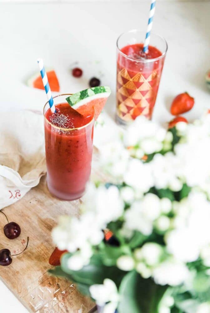 Serve with watermelon wedges for fun with this summer smoothie recipe.
