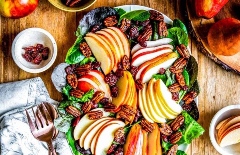 beautiful fall salad with candied pecans