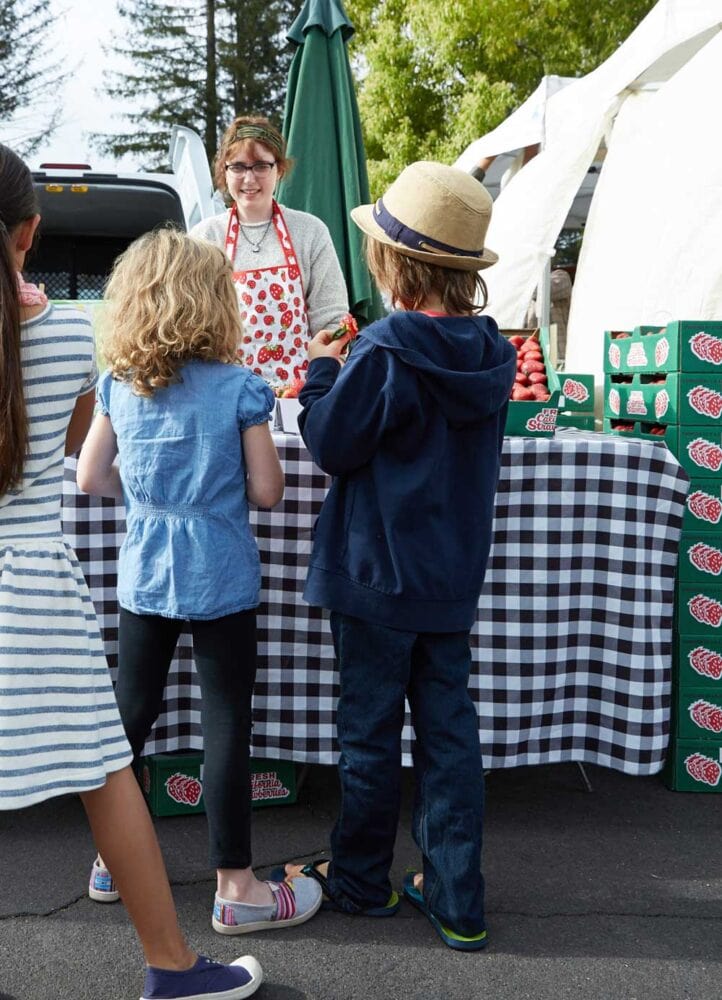 Shopping at farmers market with my kids to create healthy smoothies for kids 