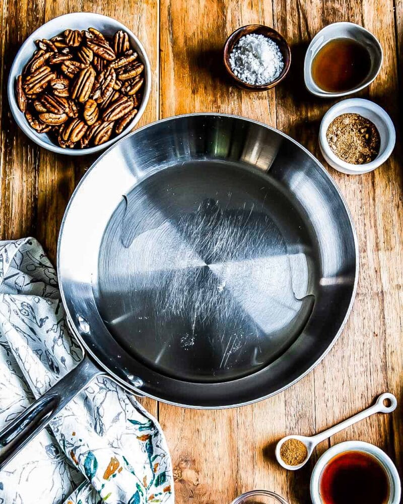 ingredients + a coconut oiled pan ready to make an incredible topping.