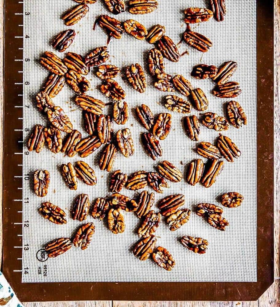 beautifully browned pecans cooling before storage.