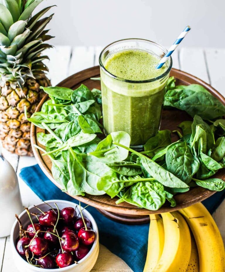 Healthy green smoothie with pineapple