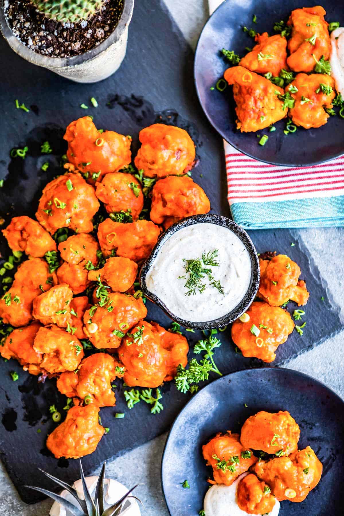 Vegetarian Cauliflower wings for a side dish on thanksgiving