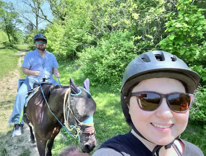 Mariya horseback riding after her 21-day cleanse.