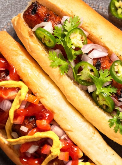 BBQ carrot dogs loaded with toppings