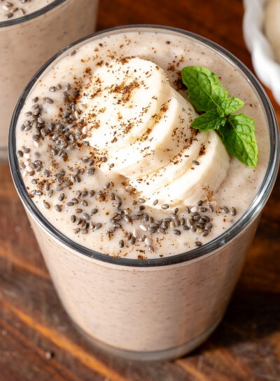 Ready to drink creamy banana protein shake