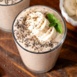 A glass of creamy banana protein shake