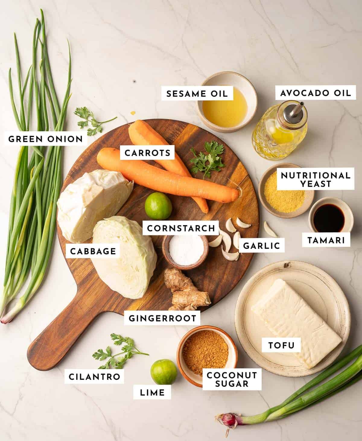 Ingredients for cabbage stir fry