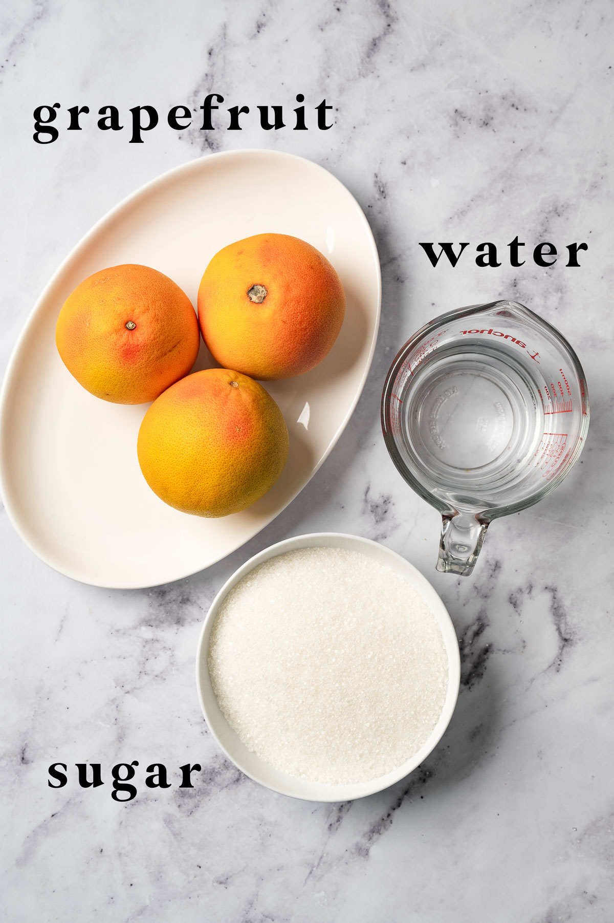 Ingredients for candied grapefruit peel