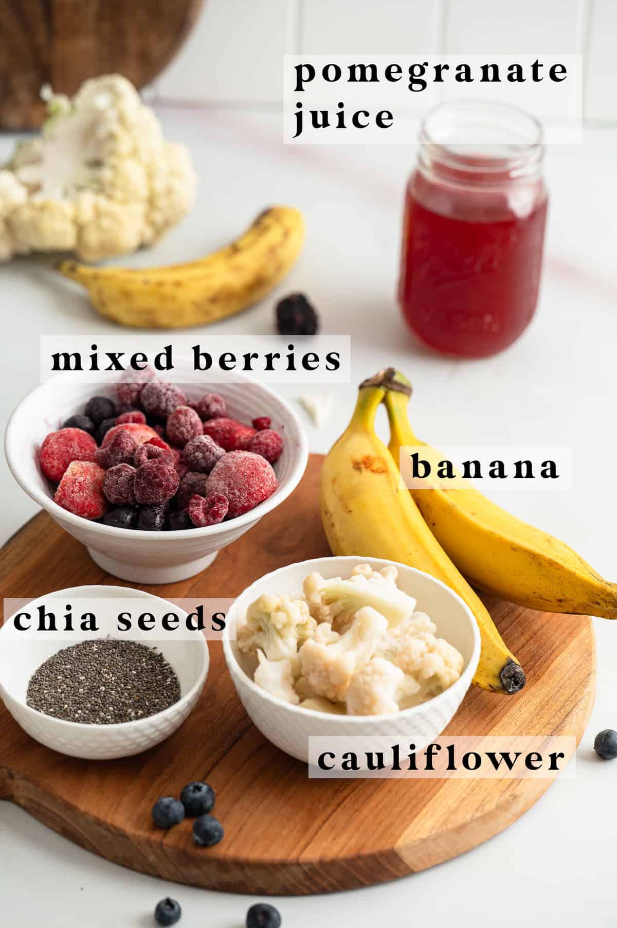 Ingredients for chia fruit smoothie