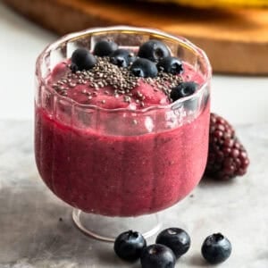 A glass of chia fruit smoothie