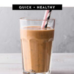 Glass of a delicious chocolate weight loss shake for a healthy breakfast smoothie.