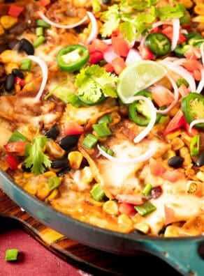 Chopped vegan enchiladas ready to eat