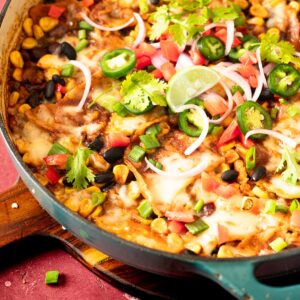 Chopped vegan enchiladas ready to eat