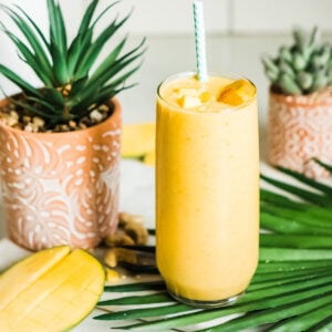 Easy mango smoothie ready to sip
