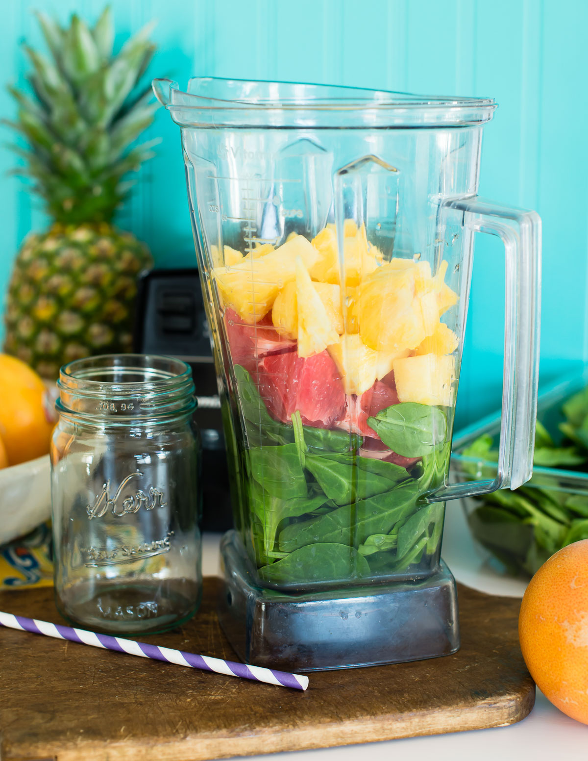 Energy smoothie ingredients in a blender