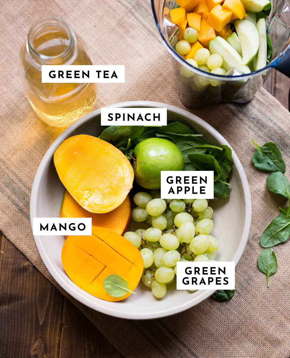 Ingredients for green tea smoothie