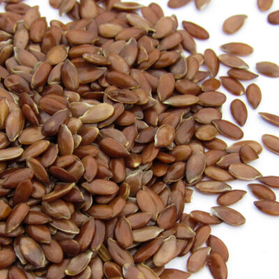 Close-up image of flax seeds