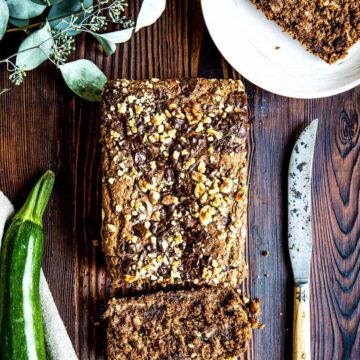 this healthy zucchini bread is ready for the oven.