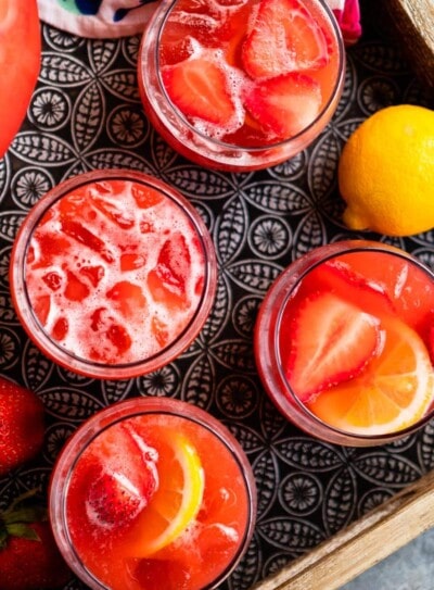 glasses of homemade strawberry lemonade