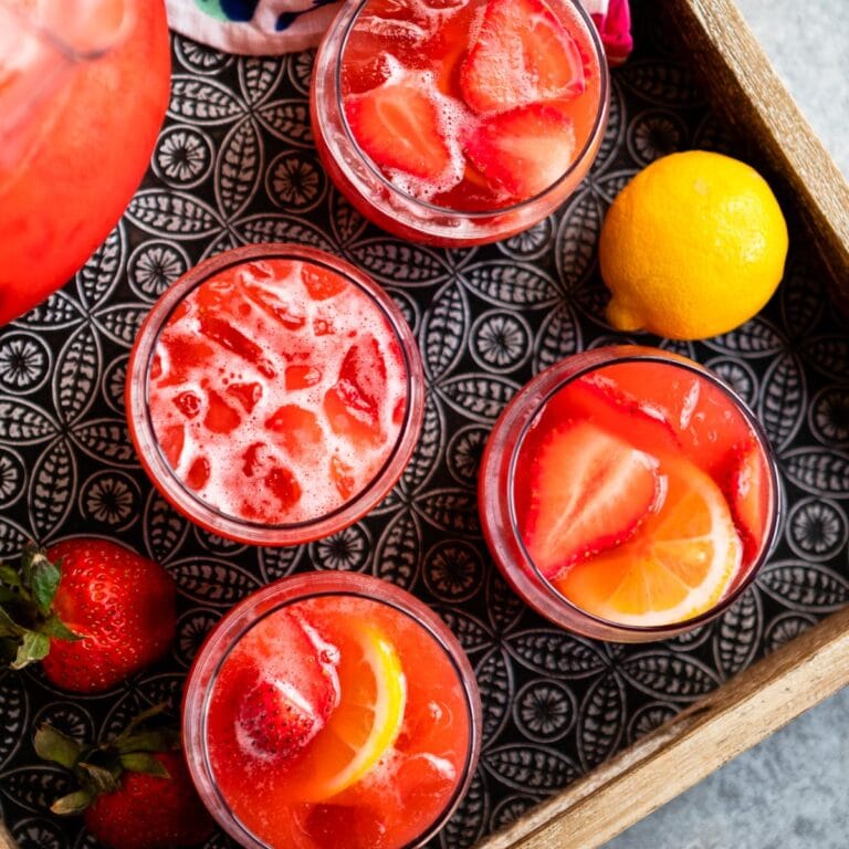 glasses of homemade strawberry lemonade