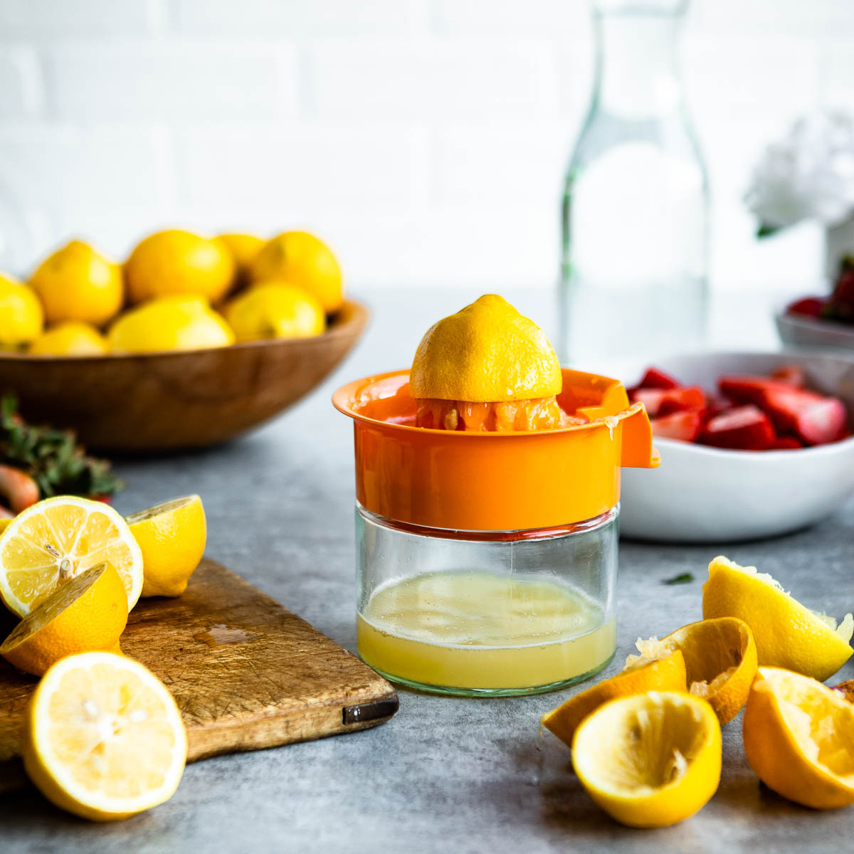 a hand juicer for lemons.