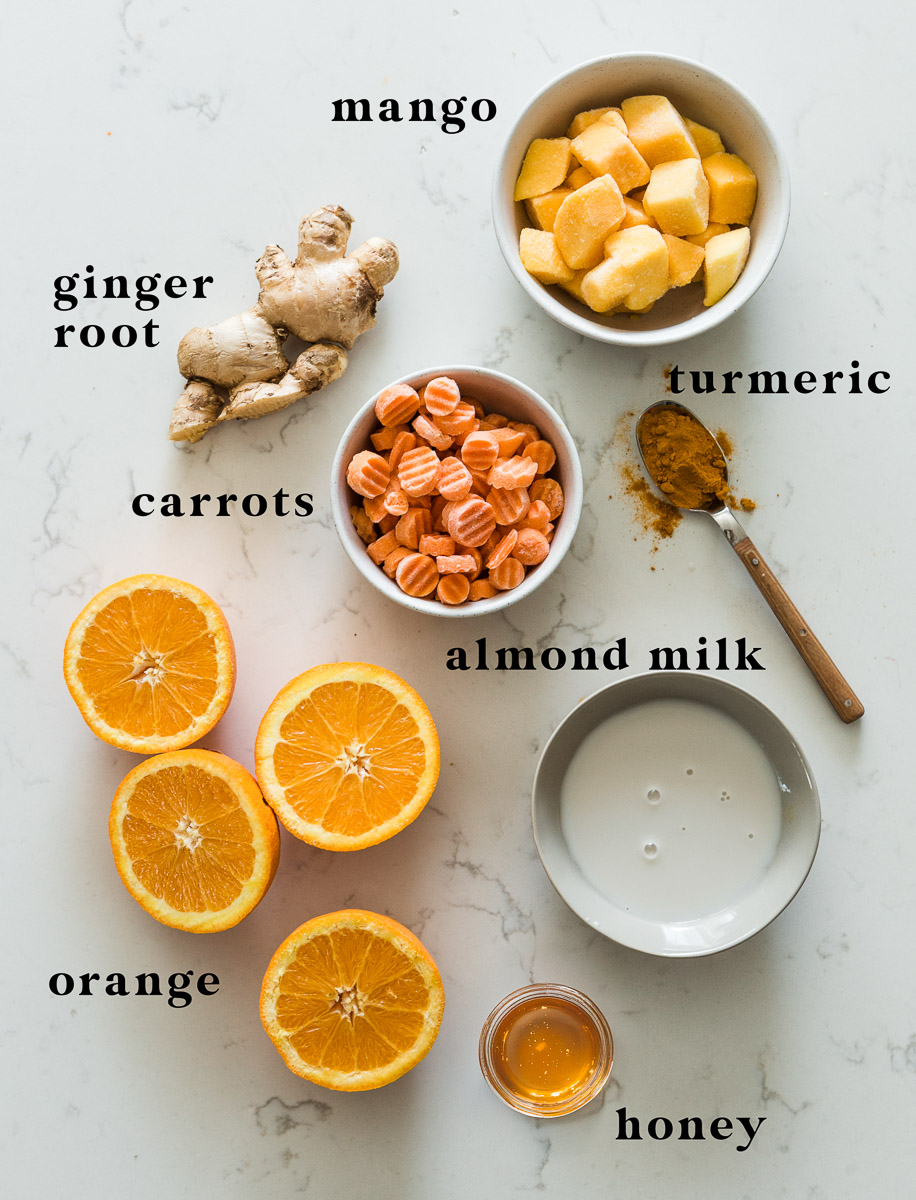 Ingredients for turmeric smoothie