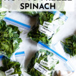 making bags of spinach to show how to freeze spinach