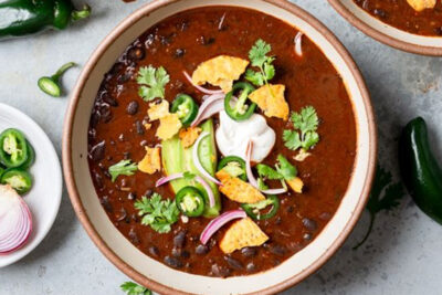 Instant pot vegan black bean soup ready to eat