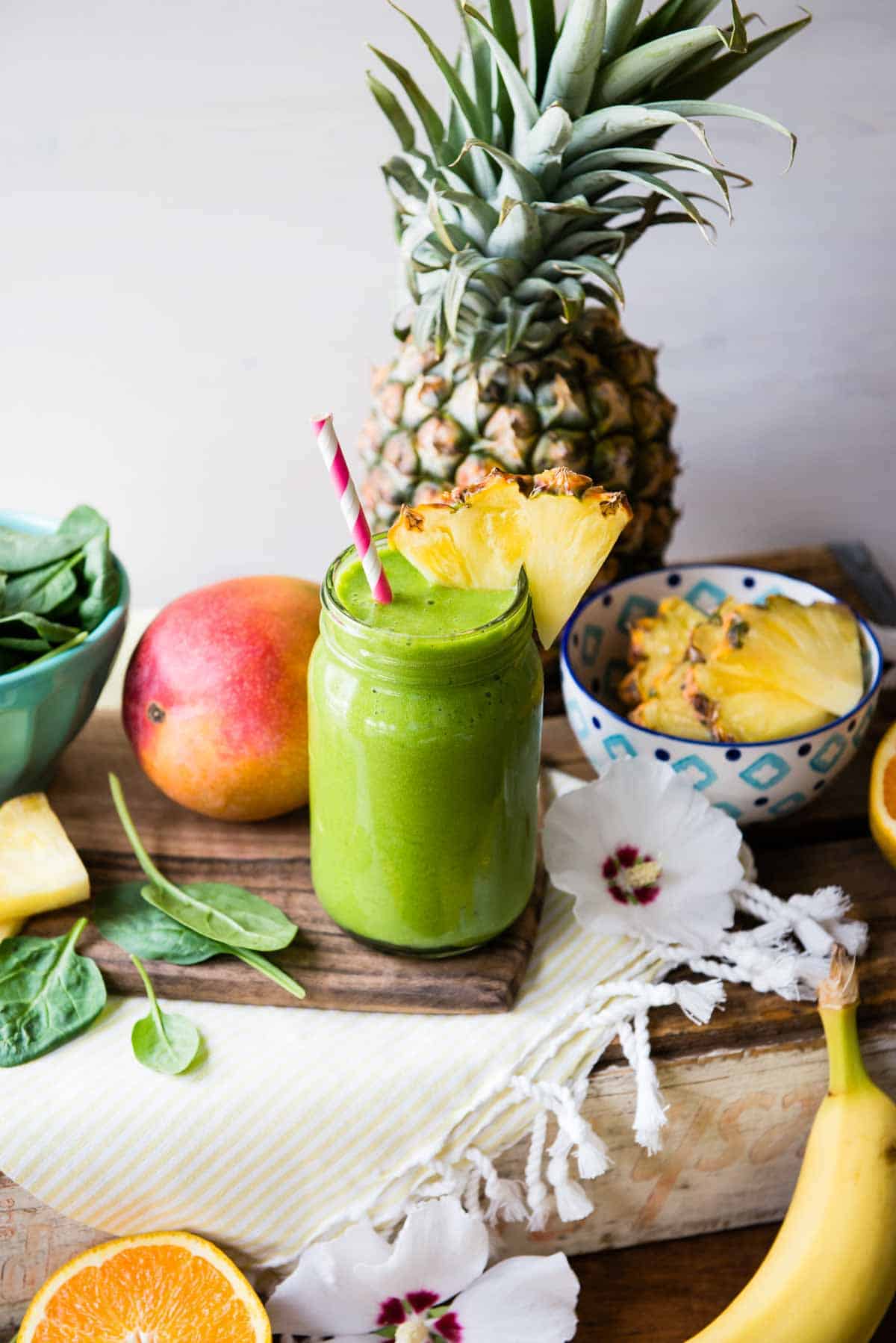 Fresh tropical fruit smoothie ingredients