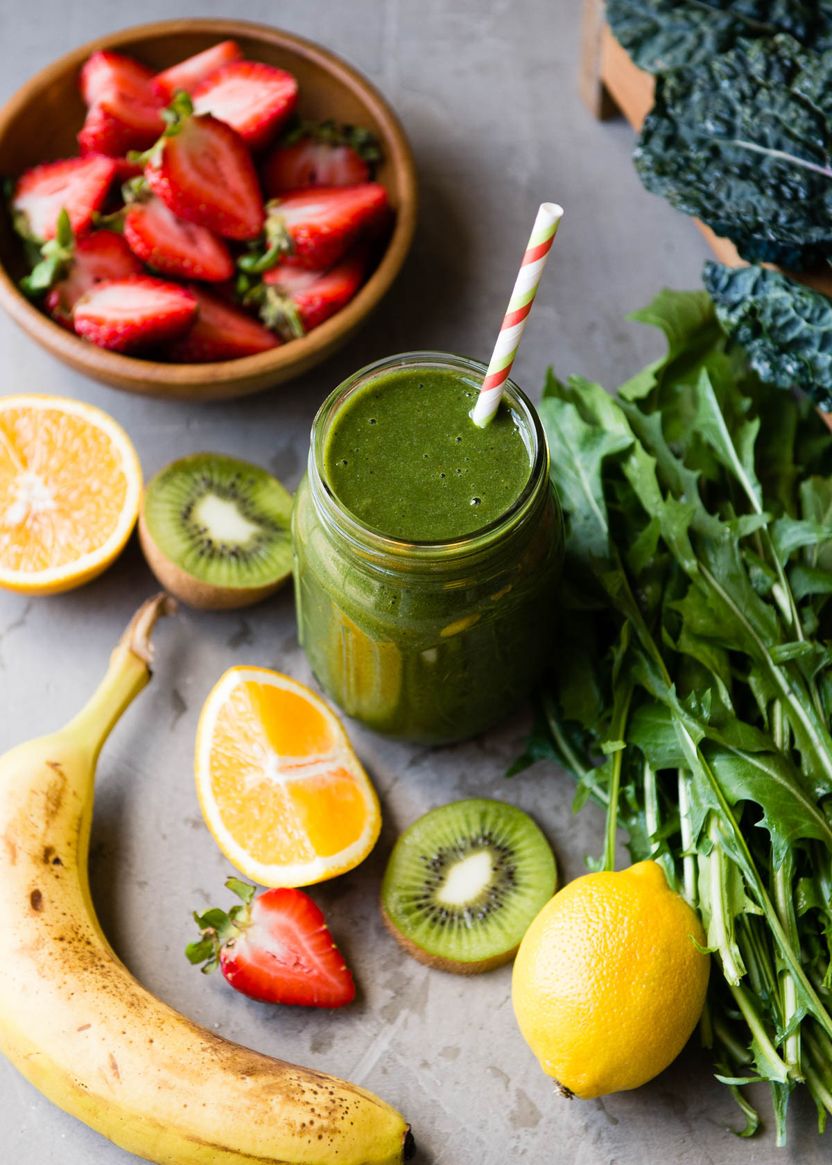 Kiwi smoothie with citrus and fresh ingredients