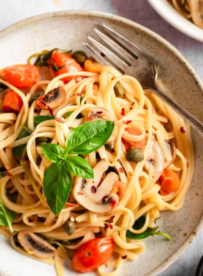 Freshly made vegan one-pot pasta