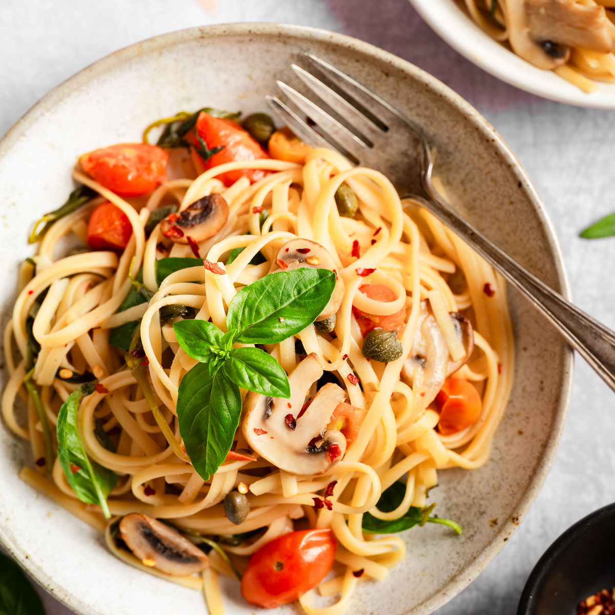 Freshly made vegan one-pot pasta