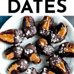 Chocolate covered dates recipe with dark chocolate and almond butter.