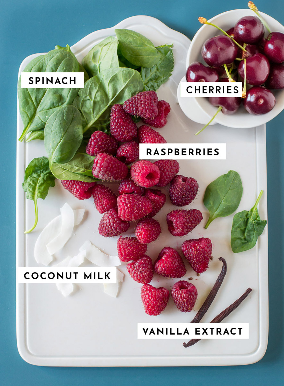 Ingredients for raspberry smoothie recipe