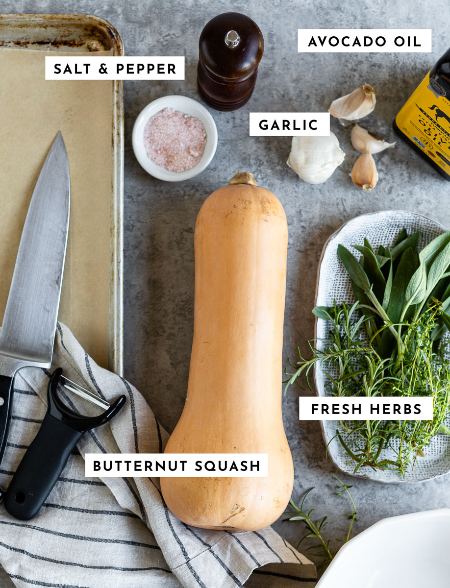 Ingredients for roasted butternut squash